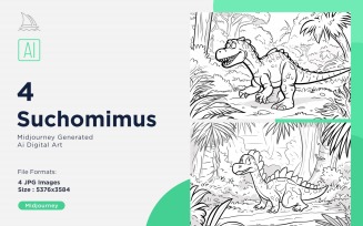 Suchomimus Dinosaur Coloring Pages Set