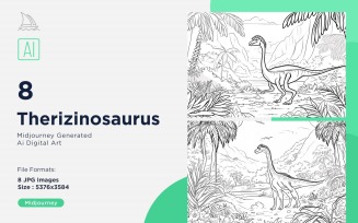 Therizinosaurus Dinosaur Coloring Pages Set