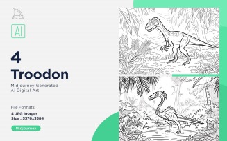 Troodon Dinosaur Coloring Pages Set