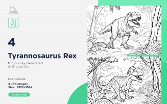 Tyrannosaurus Rex Dinosaur Coloring Pages Set