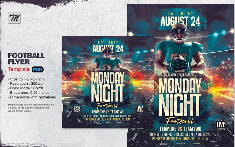 Football Monday Night Flyer Template Corporate Identity