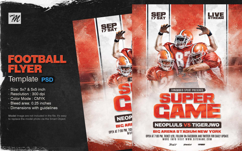 Football Super Game Flyer Template Corporate Identity