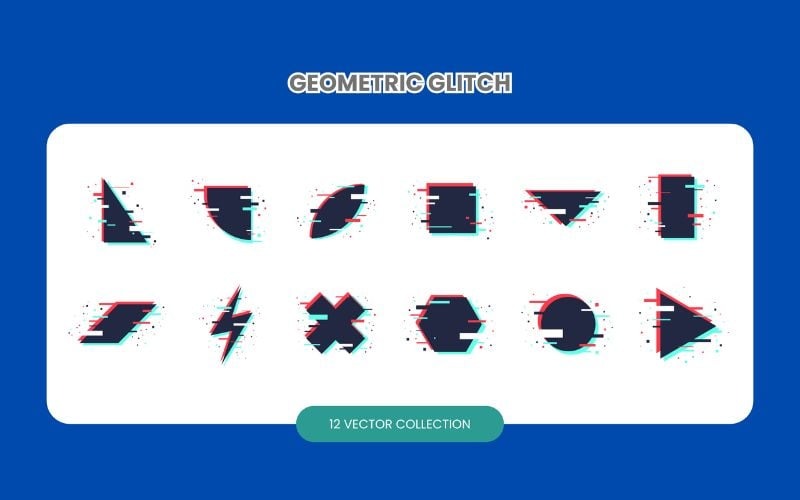 Geometric Glitch Vector Set Vector Graphic