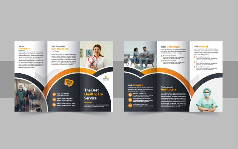 Healthcare or medical trifold brochure or business trifold brochure design template Corporate Identity