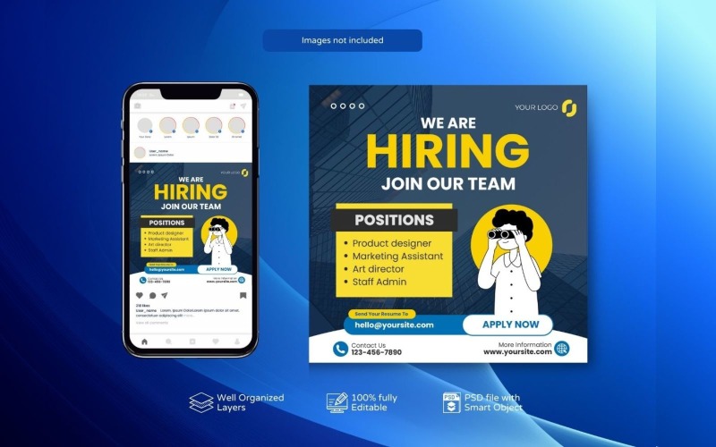 Job Vacancy PSD Template: Hiring Banner Design Social Media