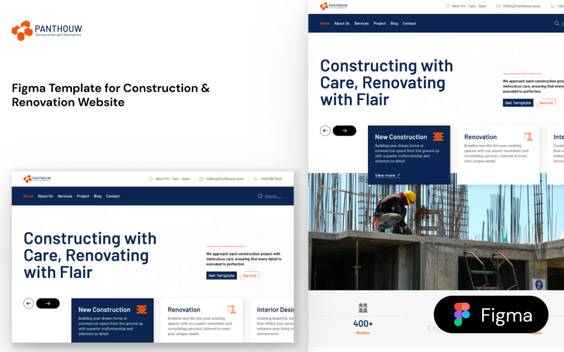 Panthouw - Figma Template for Construction & Renovation Website UI Element