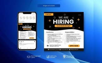 Hiring PSD Banner: Job Vacancy Template Square Black