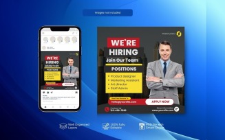 Hiring PSD Banner: Job Vacancy Template Square Red