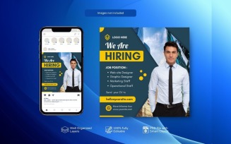 Hiring PSD Banner: Job Vacancy Template Square Yelllow