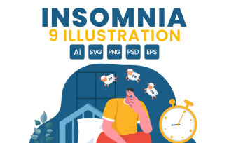 9 Insomnia Vector Illustration