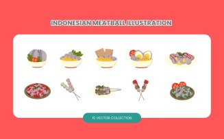 Indonesian Meatball Illustration Set