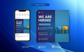 Minimal Hiring PSD Banner: Job Vacancy Template Square