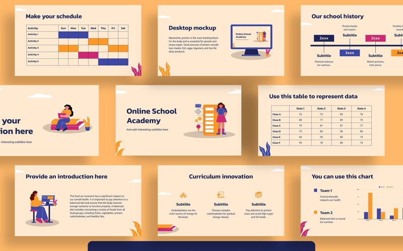 Online School Academy PowerPoint PowerPoint Template