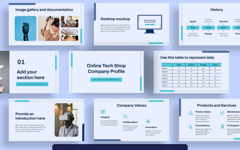 Online Tech Shop Company Profile PowerPoint Template