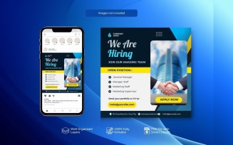 Yellow PSD Hiring Template: Job Vacancy Social Media Post