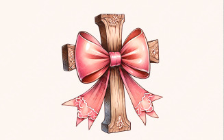 Cross with Pink Bow Png, Christian PNG Coquette, Bible Verse Bow PNG, Pink Coquette Bow PNG