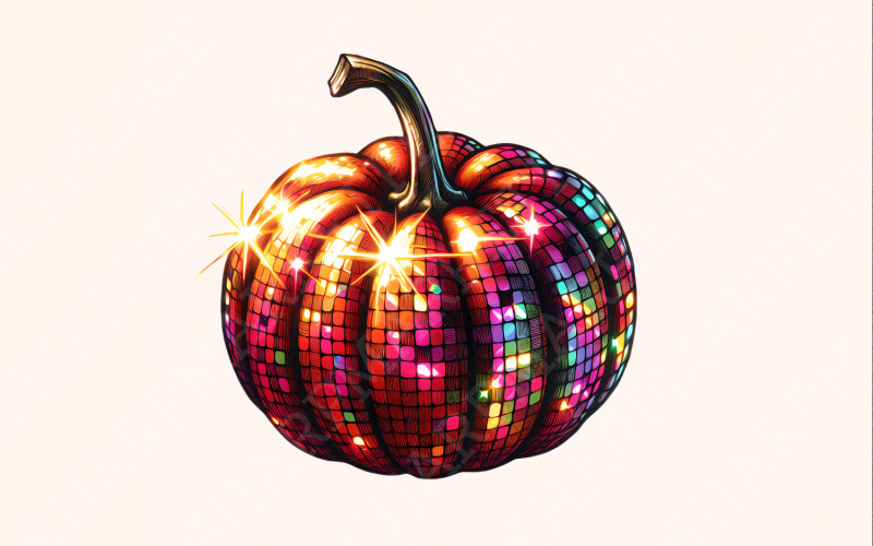 Disco Pumpkin Png, Fall Png, Coquette, Autumn Sublimation, Cute Fall Png, Halloween Pumpkin Png Illustration