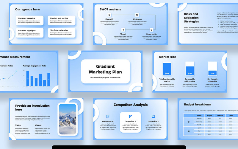 Gradient Marketing Plan PowerPoint PowerPoint Template