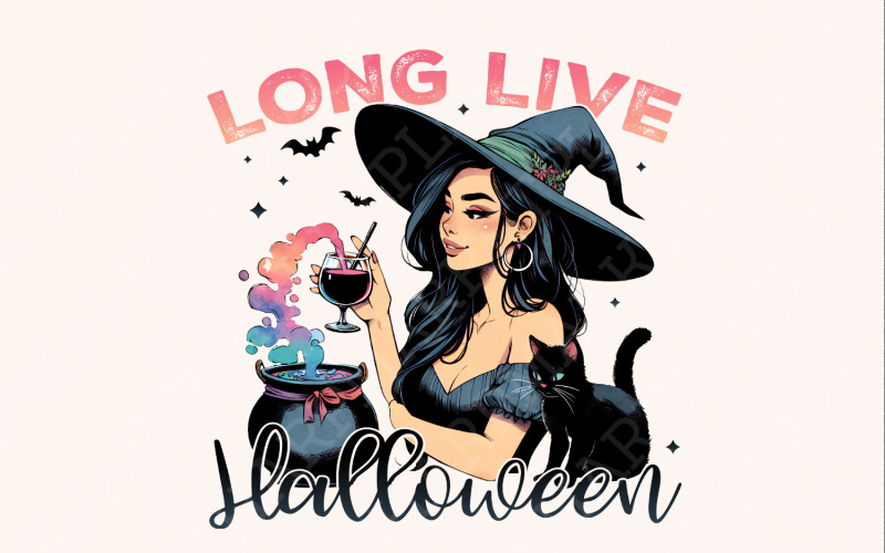 Long Live Halloween Png, Vintage Halloween Png, Witchy Png Retro Halloween, Spooky Season Png Illustration