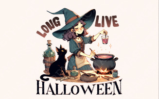 Long Live Halloween Png, Vintage Halloween Png, Witchy Png Retro Halloween, Spooky Season