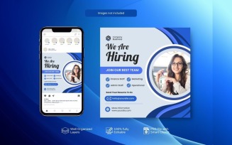 PSD Banner Template: Hiring Job Vacancy Post Light Blue