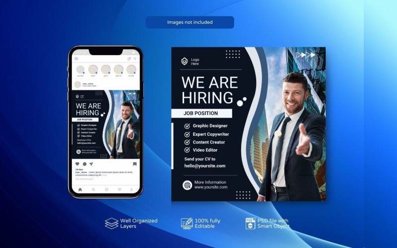 PSD Banner Template: Hiring Job Vacancy Post Social Media
