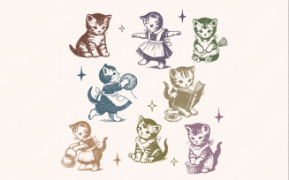Vintage Cats Png, Retro Cat Png, Cat Tattoo Png, Funny Cat Png, Cat Tshirt Png