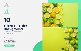 Citrus Fruits Background 10 Set V-1