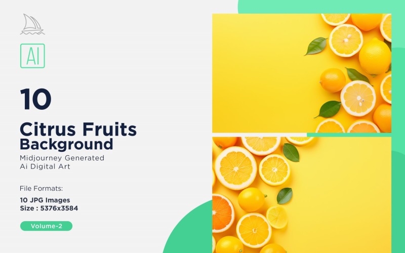 Citrus Fruits Background 10 Set V-2 Illustration