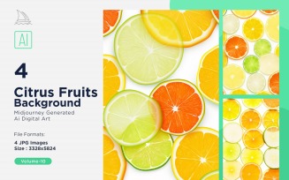 Citrus Fruits Background 4 Set V-10