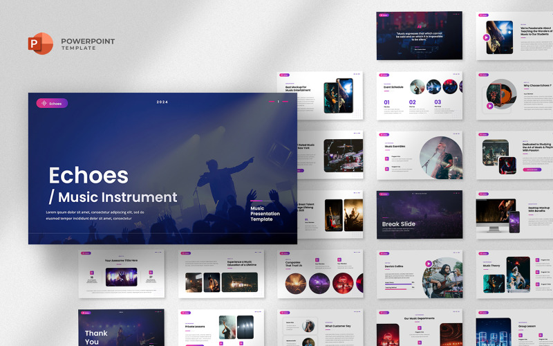 Echoes - Music School Powerpoint Template PowerPoint Template