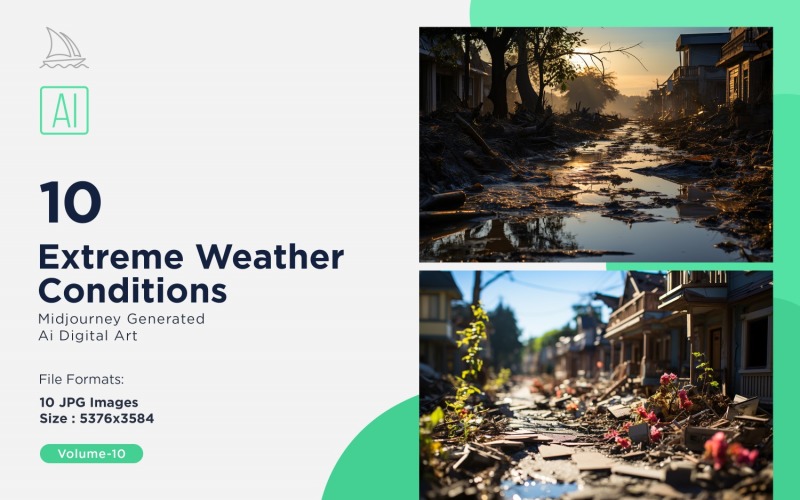 Scenes with Extreme Weather Conditions 10 Set V-10 Illustration