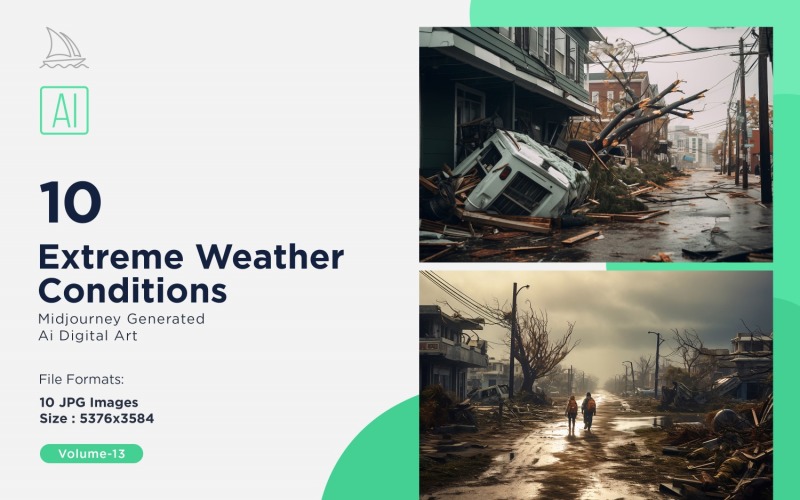 Scenes with Extreme Weather Conditions 10 Set V-13 Illustration