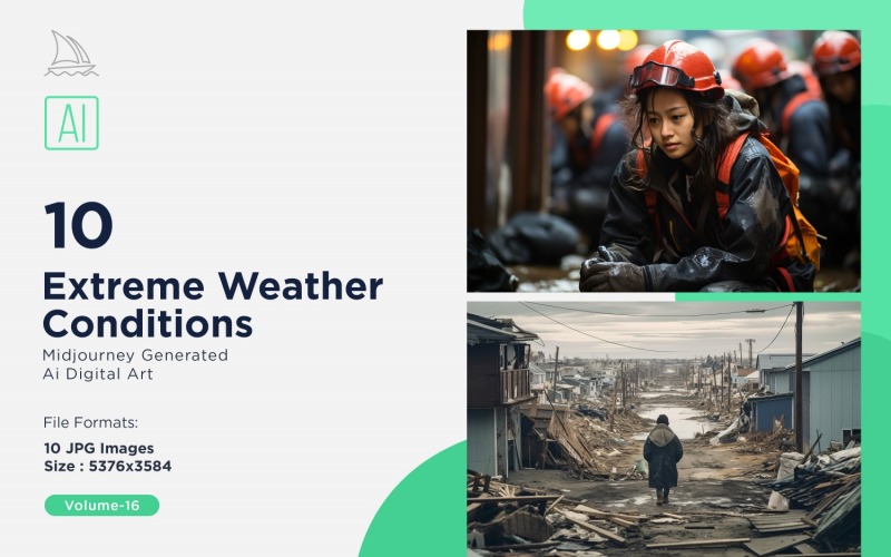 Scenes with Extreme Weather Conditions 10 Set V-16 Illustration