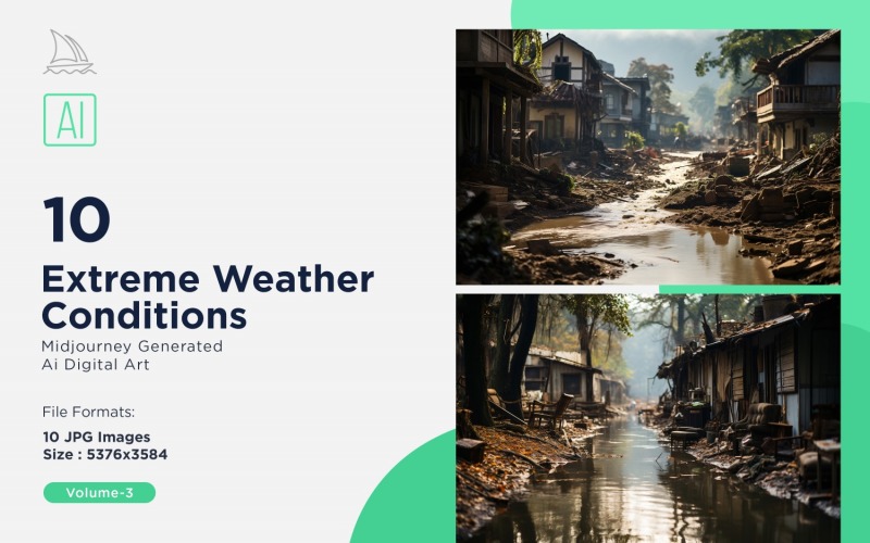 Scenes with Extreme Weather Conditions 10 Set V-3 Illustration