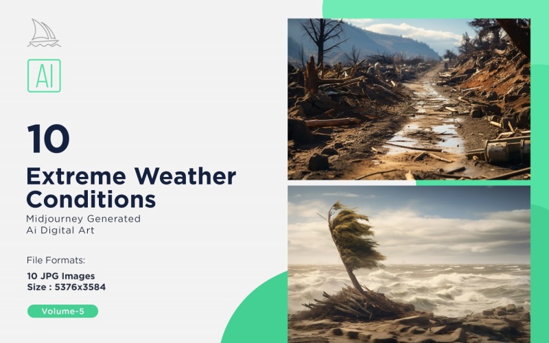 Scenes with Extreme Weather Conditions 10 Set V-5 Illustration