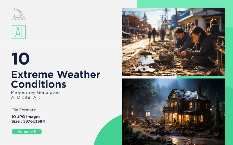 Scenes with Extreme Weather Conditions 10 Set V-6 Illustration