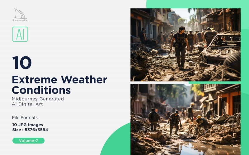 Scenes with Extreme Weather Conditions 10 Set V-7 Illustration