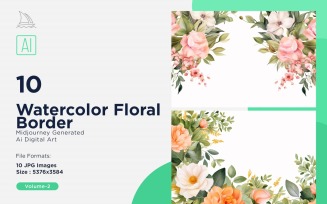 Watercolor Floral Border illustration 10 Set-2