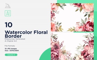 Watercolor Floral Border illustration 10 Set-3