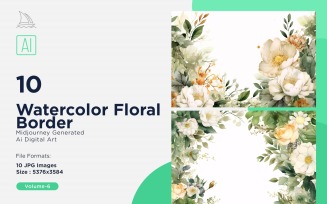 Watercolor Floral Border illustration 10 Set-6