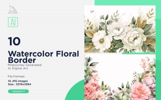 Watercolor Floral Border illustration 10 Set-7