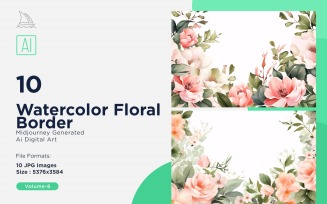 Watercolor Floral Border illustration 10 Set-8