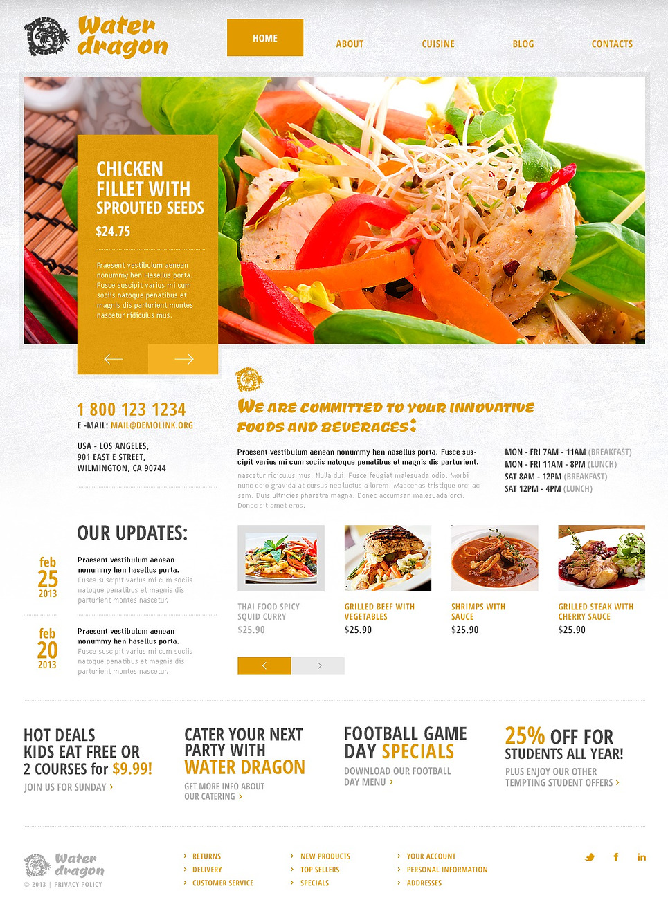 Bootstrap Cafe and Restaurant Joomla Template 43503 by WT Joomla