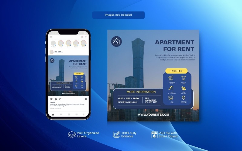 Apartment or Property Rent Social Media Post Template