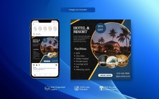 Blue PSD Hotel Social Media Template