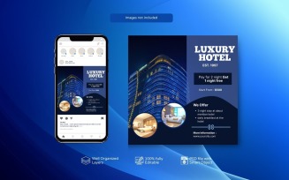 Book Now: Hotel Resort Promotional PSD Template Blue