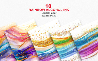 Colorful rainbow gold glitter ink texture background