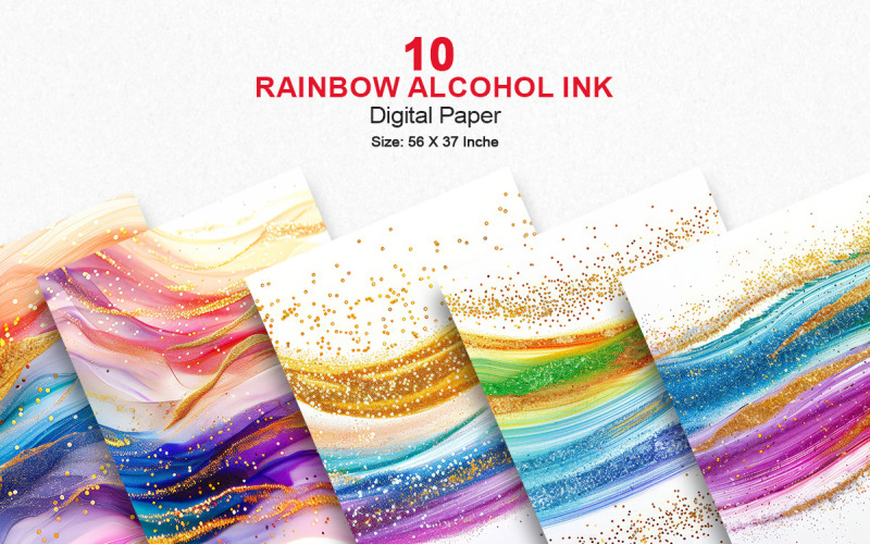 Colorful rainbow gold glitter ink texture background Background