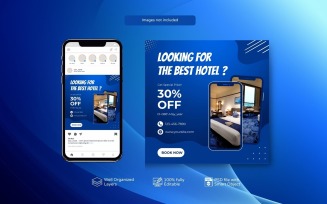 Elegant Blue Hotel Marketing PSD Template
